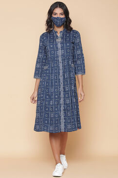 Blue Cotton Printed Kurta image number 5