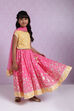 Yellow And Pink Cotton Lehenga Set image number 2