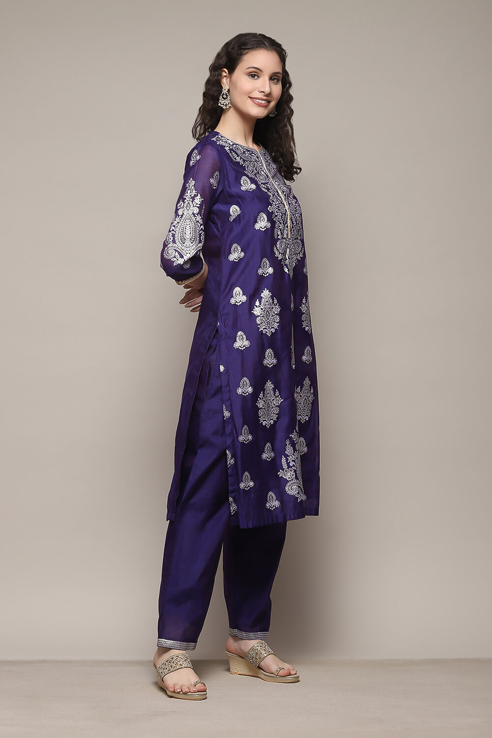 Purple Polyester Straight Printed 2 Piece Set image number 3