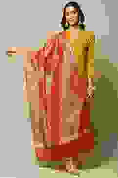 Red Cotton Blend Yarndyed Dupatta image number 0