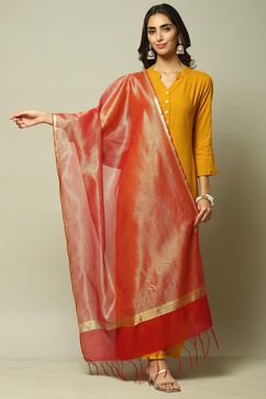 Red Cotton Blend Yarndyed Dupatta image number 0