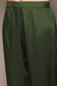 Green Viscose Yarndyed Kurta Regular Pants Suit Set image number 2