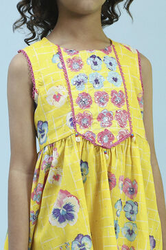 Yellow Cotton Peplum Suit Set image number 1