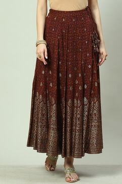 Brown LIVA Flared Skirt image number 0