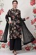 Rohit Bal Black Silk & Cotton Straight Kurta Suit Set