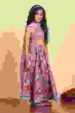 Pink Viscose Short Top Lehenga Set image number 5