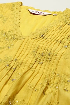 Lime Yellow Viscose Gathered Suit Set image number 1