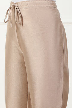 Beige Solid Mid-Rise Straight Palazzo image number 1