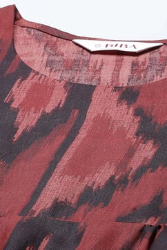Rust LIVA Flared Printed Kurta Dress image number 1