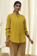 Honey Mustard Cotton Solid High-Low Shirt image number 5