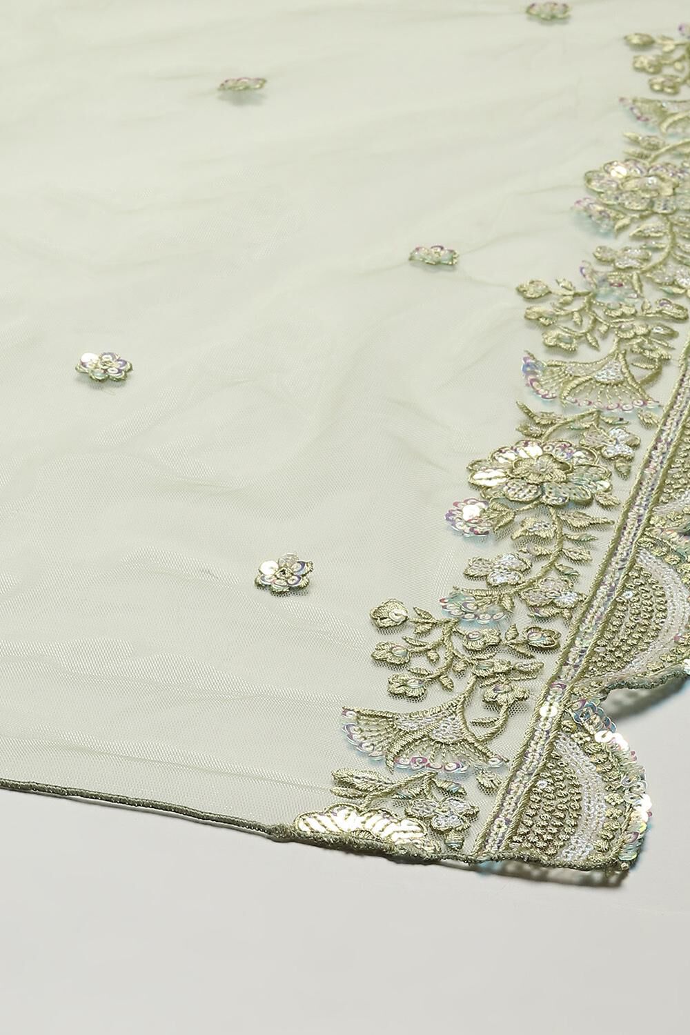 Sap Green Cotton Blend Straight YARNDYED Suit Set image number 3