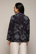 Navy Rayon Straight Printed Jacket image number 4