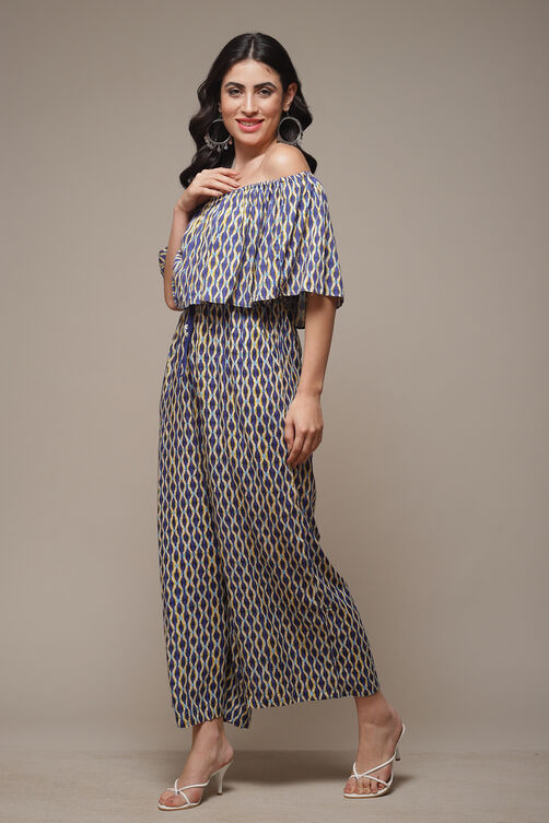 Navy LIVA Printed Jumpsuit image number 3