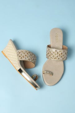Gold Embellished Sandals image number 2