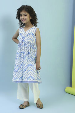 Cream Cotton Gathered Suit Set image number 3