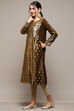 Black Poly Velvet Straight Printed Kurta image number 2