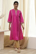 Fuchsia Cotton Printed A-Line Kurta image number 5