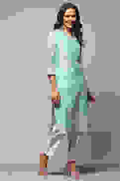 Blue Polyester Asymmetric Kurta image number 4