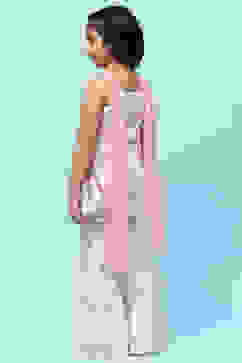 Cream Cotton Floral Embroidered Strappy Suit Set image number 5