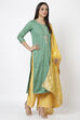 Teal Linen Easy Stitch Suit Set image number 3