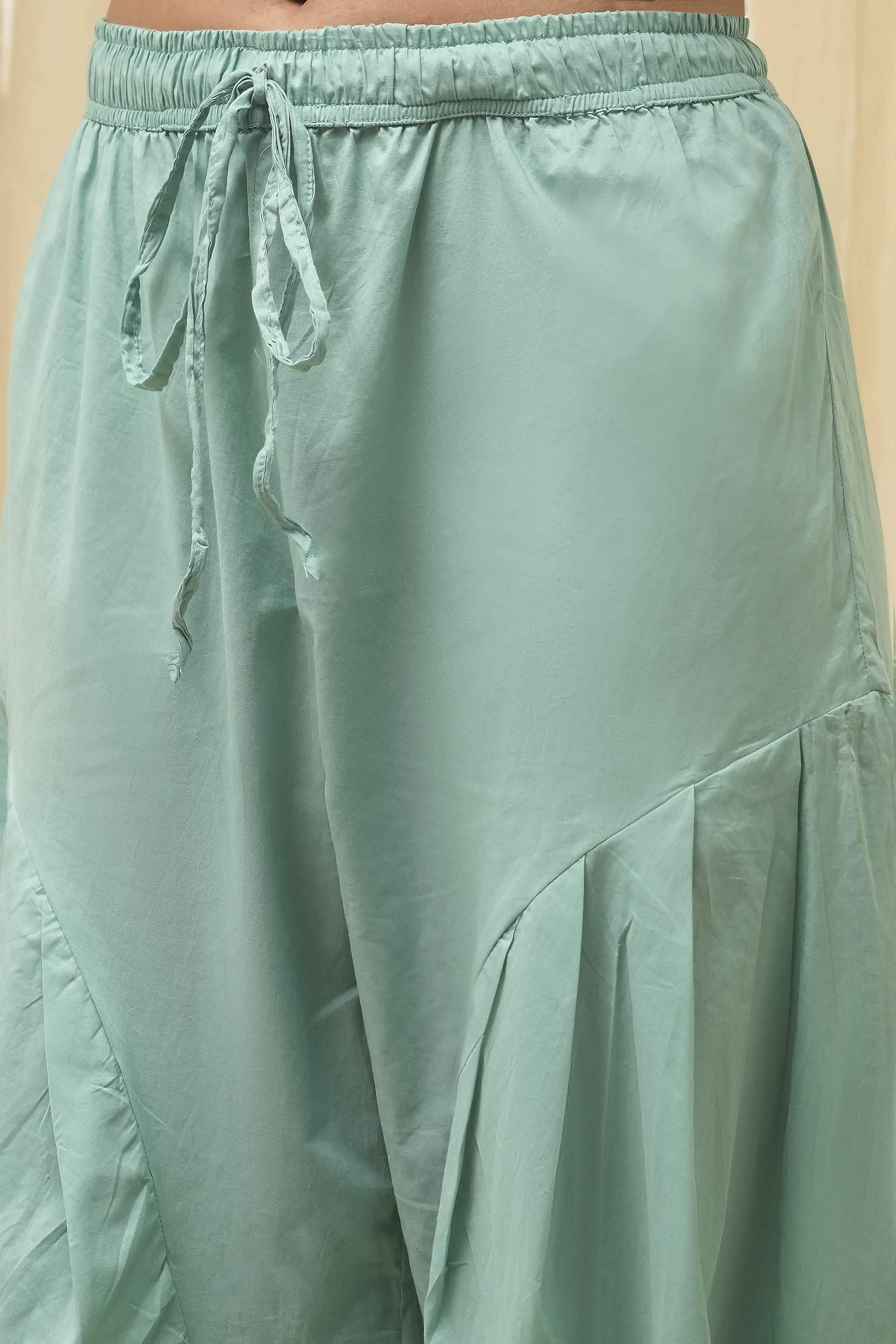 Sage Green Cotton Pathani Straight Kurta Set image number 2