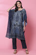 Indigo Art Silk Kaftan Set