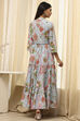 Earthy Blue Cotton Floral Tiered Dress image number 4