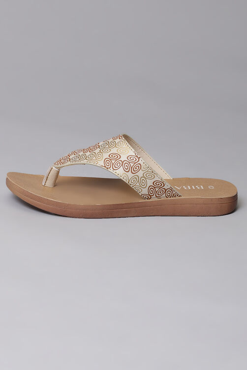 Beige Pu Leather Flats image number 4