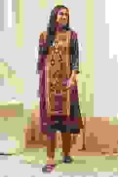 Maroon Cotton Straight Kurta Palazzo Suit Set image number 7