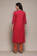 Coral Cotton Straight Kurta Pant Suit Set image number 5