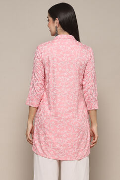 Pink Rayon Straight Kurta image number 3