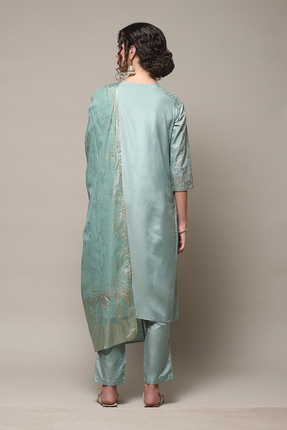 Pink Cotton Straight Kurta Regular Pant Suit Set image number 4