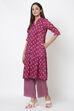 Navy Blue Art Silk Kurta Pants Set image number 3