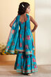 Blue Cotton Floral Printed Peplum Garara Kurta Set image number 5