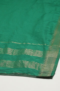 Green Cotton Handloom Unstitched Suit Set image number 4