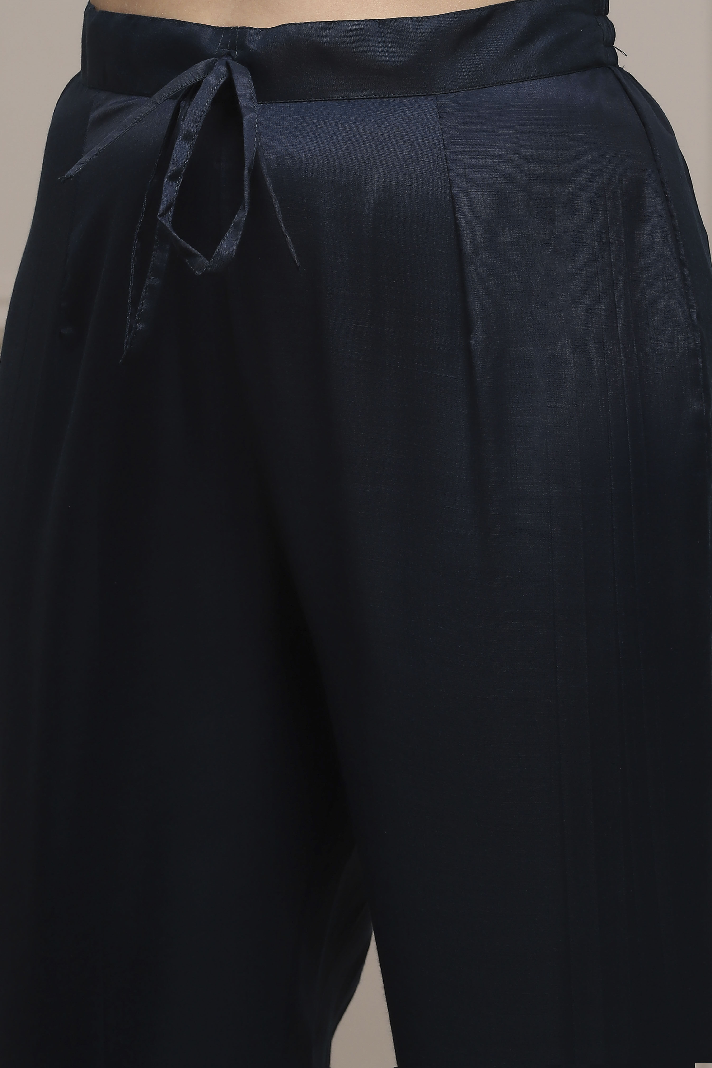 Blue Chanderi Blend Printed Embroidered Unstitched Suit Set image number 3