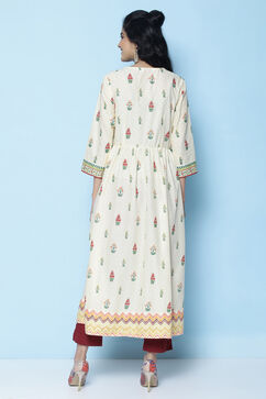 Cream Cotton Printed Kurta image number 5