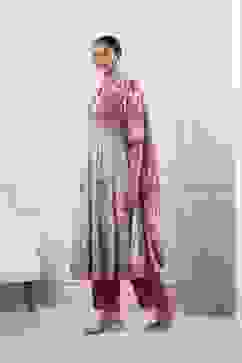 Red and White Cotton Printed Anarkali Suit Set image number 4