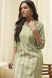 Green Poly Viscose Straight Printed Kurta image number 6