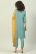 Sage Green Art Silk Straight Kurta Slim Pant Suit Set image number 4