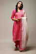 Pink Cotton Hand Block Print Unstitched Suit Set image number 8