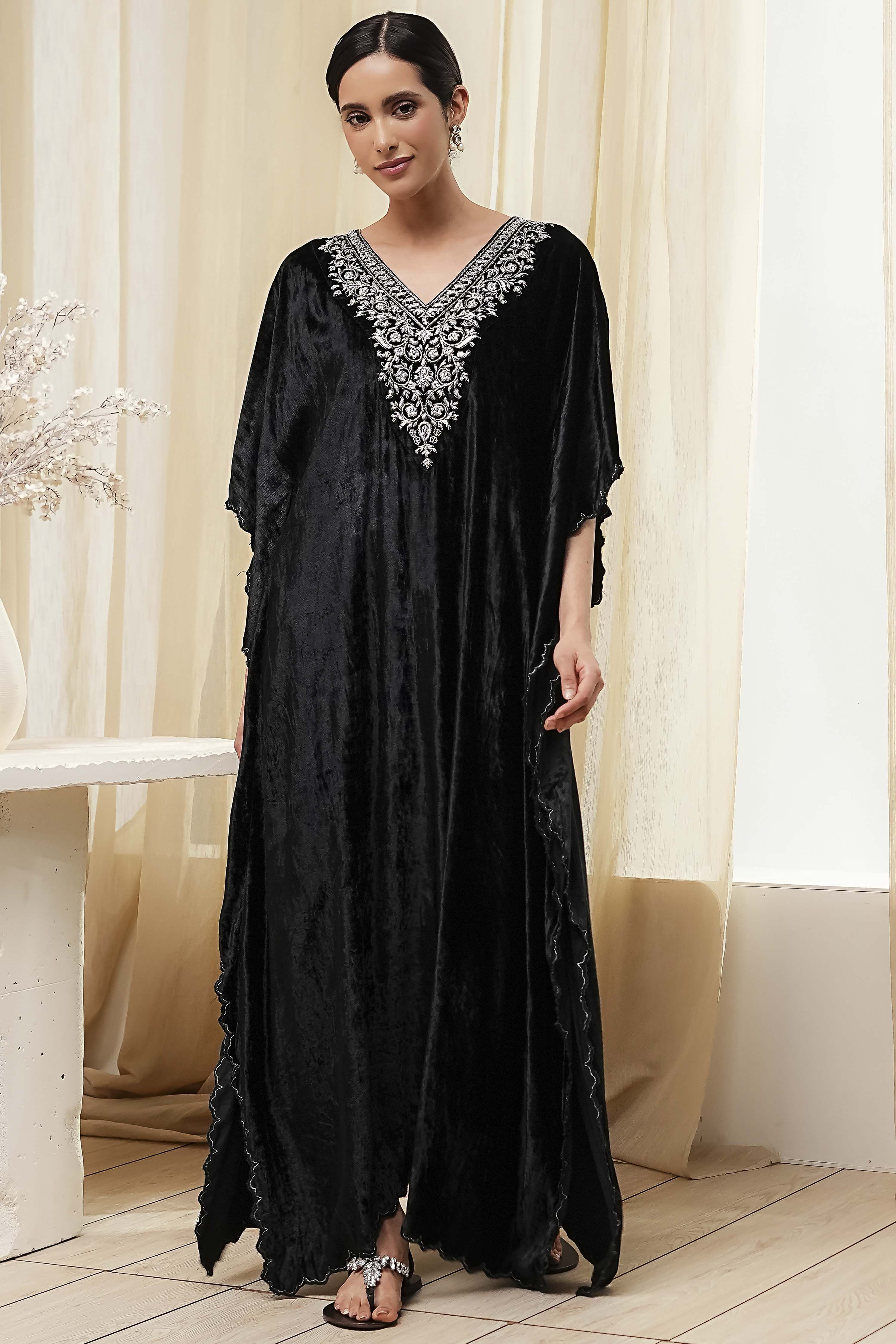 Black Viscose A-Line Suit Set image number 5