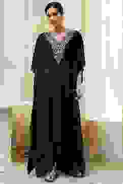 Black Viscose A-Line Suit Set image number 5