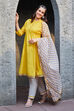 Yellow Cotton Gathered Suit Set image number 0