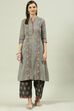 Yellow Printed Cotton A-Line Kurta Palazzo Suit Set image number 6