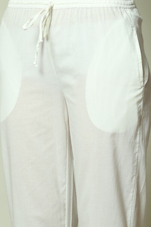 White Cotton Straight Palazzo image number 1