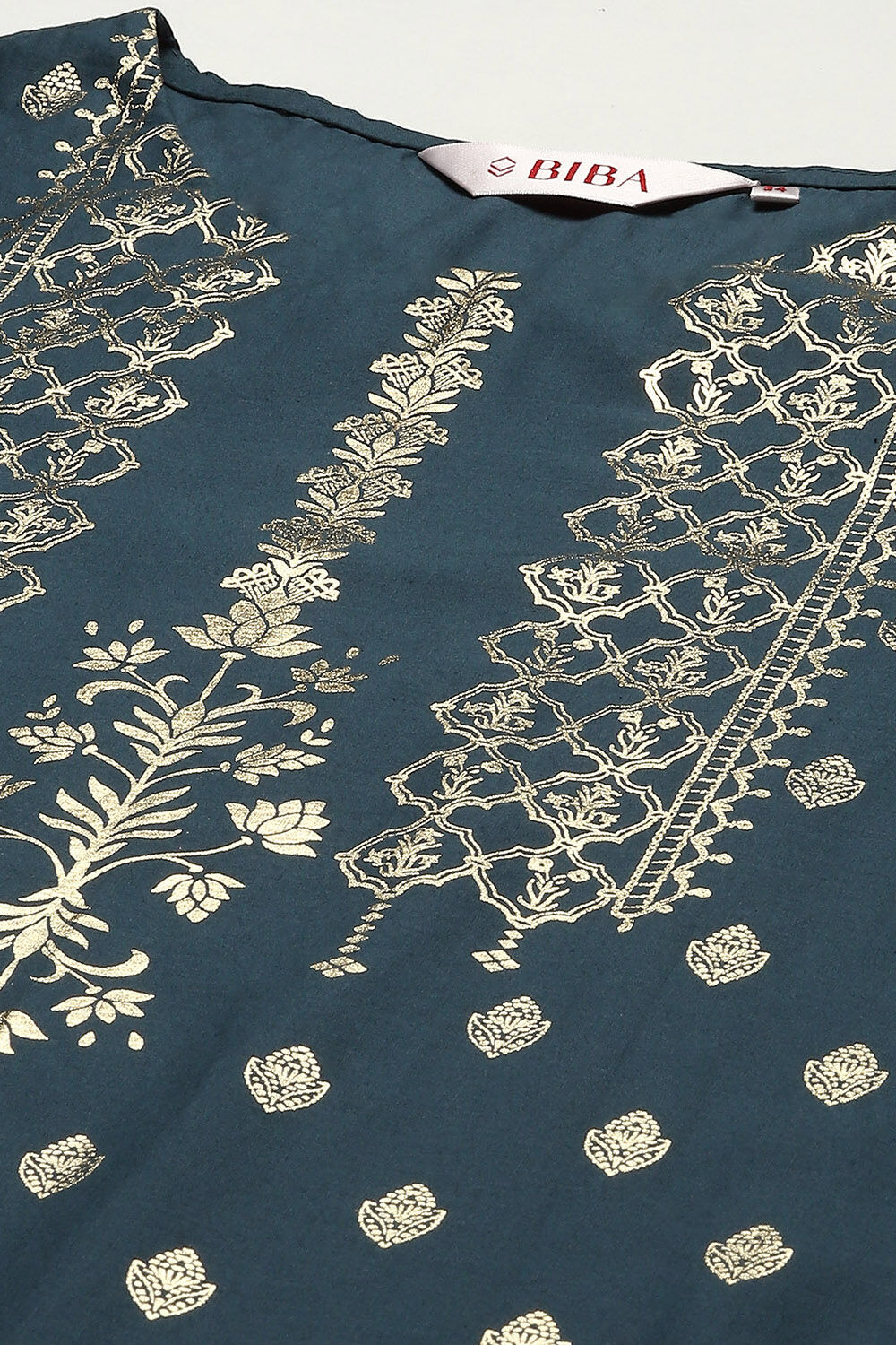 Blue Cotton Straight Kurta Palazzo Suit Set image number 1