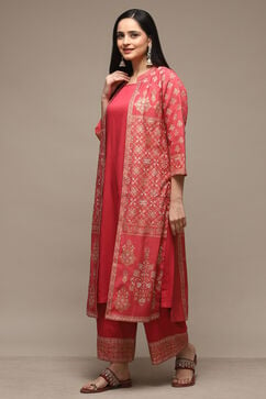 Pink Viscose Straight Printed 3 Piece Set image number 5