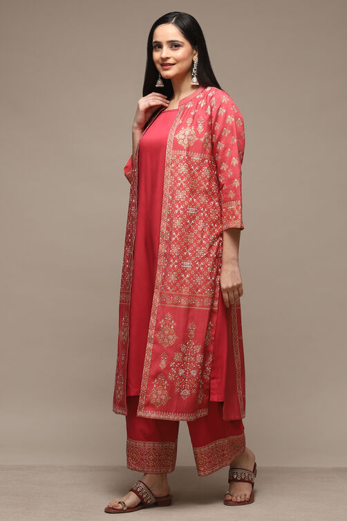 Pink Viscose Straight Printed 3 Piece Set image number 5