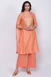 Orange Straight Kurta Palazzo Suit Set image number 3